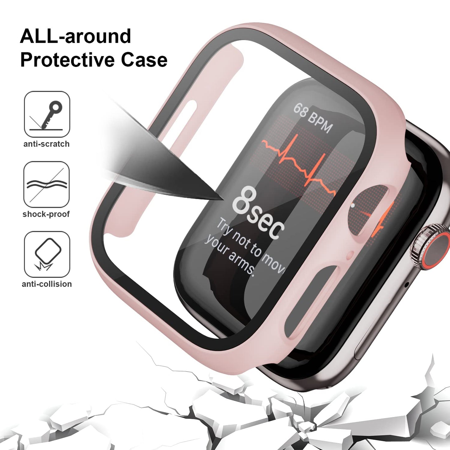 Haojavo 5 Pack Case with Tempered Glass Screen Protector for Apple Watch Series 9 8 7 45mm, PC Hard Ultra-Thin Slim Fit Scratch Resistant Bumper Protective Cover for iWatch S9 S8 S7 45mm Accessories