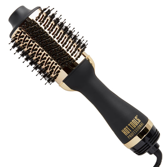 Secador y voluminizador de cabello de un solo paso HOT TOOLS 24K Gold | Peina y seca rápidamente con menos frizz, secado profesional con facilidad para un cabello más brillante y de aspecto más saludable