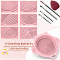 Foldable Silicone Makeup Brush Cleaner Pad Bowl, YalsFTY Portable Mat Scrubber Cleaning Tool for Makeup Brushes (Pink)