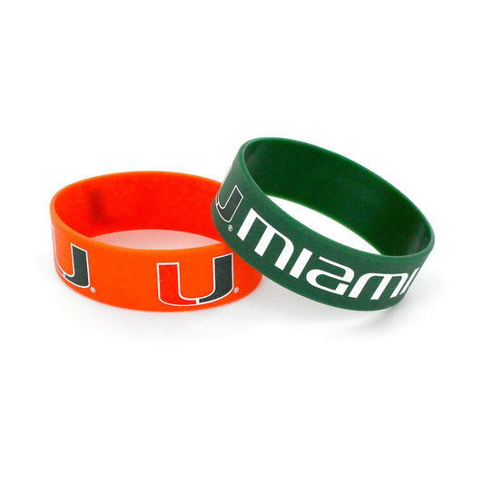 Pulsera de silicona de los Miami Hurricanes de la NCAA, paquete de 2