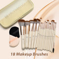 HEYMKGO Makeup Brushes Set, 18pcs Professional Makeup Brushes with 2 Powder Puff & Travel Bag, Premium Synthetic Foundation Powder Blush Blending Face Brush Kit, Eyeshadow Set Makeup Brushes & Tools