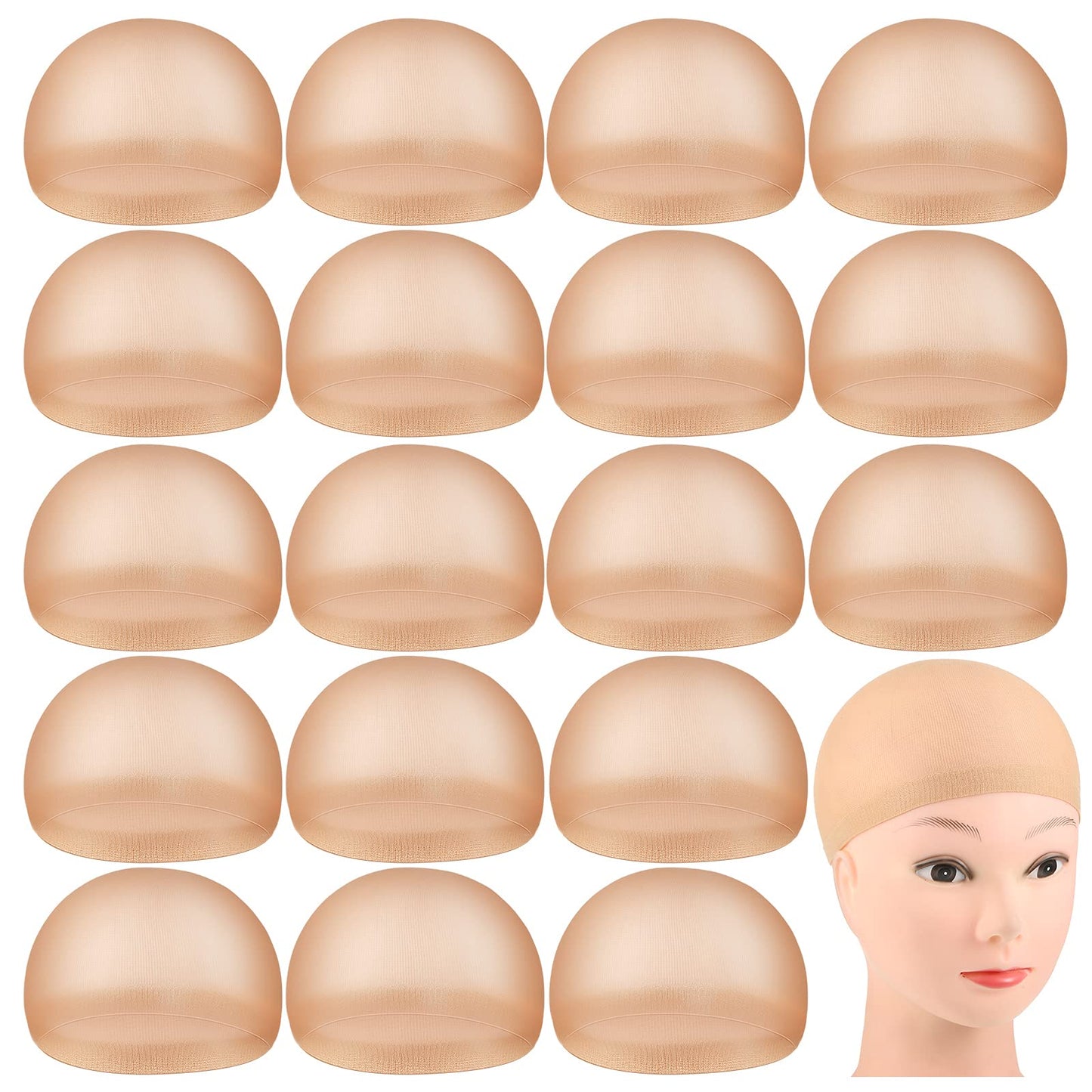 100 Pieces Wig Cap Elastic Medium Nylon Stocking Caps Stretchy Stocking Wig Caps Secure Your Hair, Lightweight, Breathable (Skin)