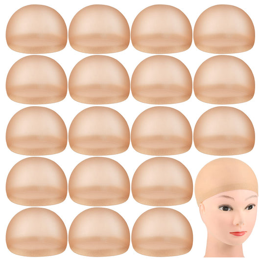 100 Pieces Wig Cap Elastic Medium Nylon Stocking Caps Stretchy Stocking Wig Caps Secure Your Hair, Lightweight, Breathable (Skin)