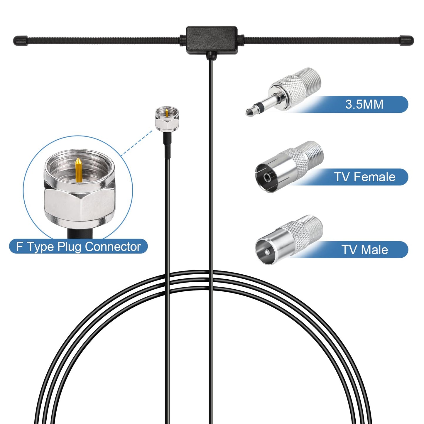 Bingfu FM Radio Dipole Antenna for Stereo Receiver Indoor Pioneer Onkyo Yamaha Marantz Bose Wave Music System FM Radio Home Stereo Receiver AV Audio Video Home Theater Receiver