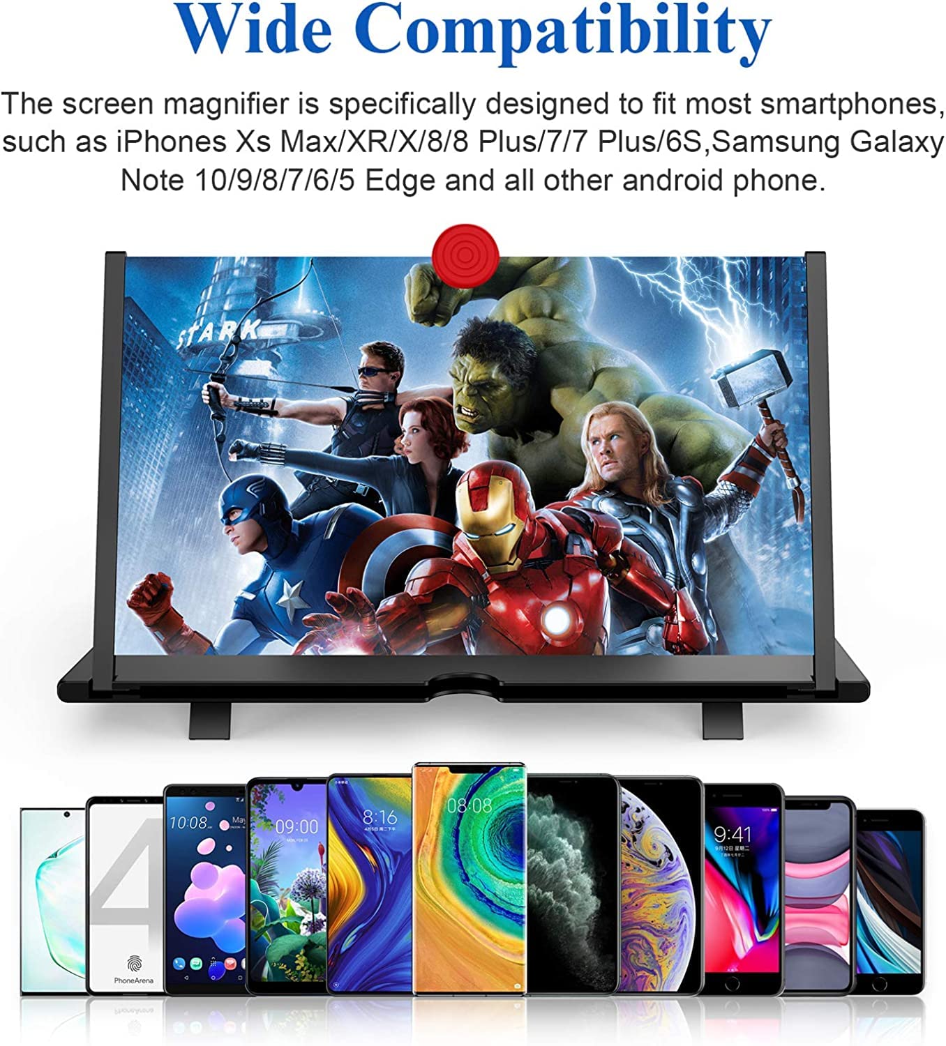 18" Screen Magnifier – 3D HD Cell Phone Magnifing Screen Enlarger Projector for Movies Videos and Gaming – Foldable Phone Stand Holder with Screen Amplifier Compatible with All Smartphones