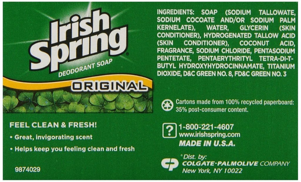 (PACK OF 3 BARS) Irish Spring ORIGINAL SCENT Bar Soap for Men& Women. 12-HOUR ODOR / DEODORANT PROTECTION! For Healthy Feeling Skin. Great for Hands, Face & Body! (3 Bars, 3.75oz Each Bar)