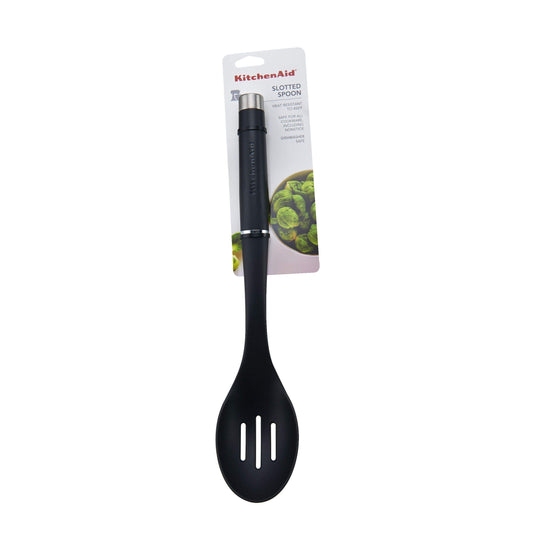 KitchenAid KO004OHOBA Gourmet Nylon Slotted Spoon, One Size, Black