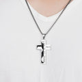 Soccer Cross Necklace for Men Bible Verse I CAN DO All Things Stainless Steel Sport Pendant for Men(Silver)