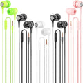 Wired Earbuds with Microphone 5 Pack, in-Ear Headphones with Heavy Bass, High Sound Quality Earphones Compatible with iPad, Laptop, MP3, Android Smartphones, Fits All 3.5mm Jack Device