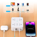 Surge Protector Power Strip - 8 Outlets with 4 USB (2 USB C) Charging Ports, Multi Plug Outlet Extender, 5Ft Braided Extension Cord, Flat Plug Wall Mount Desk USB Charging Station for Home Office ETL