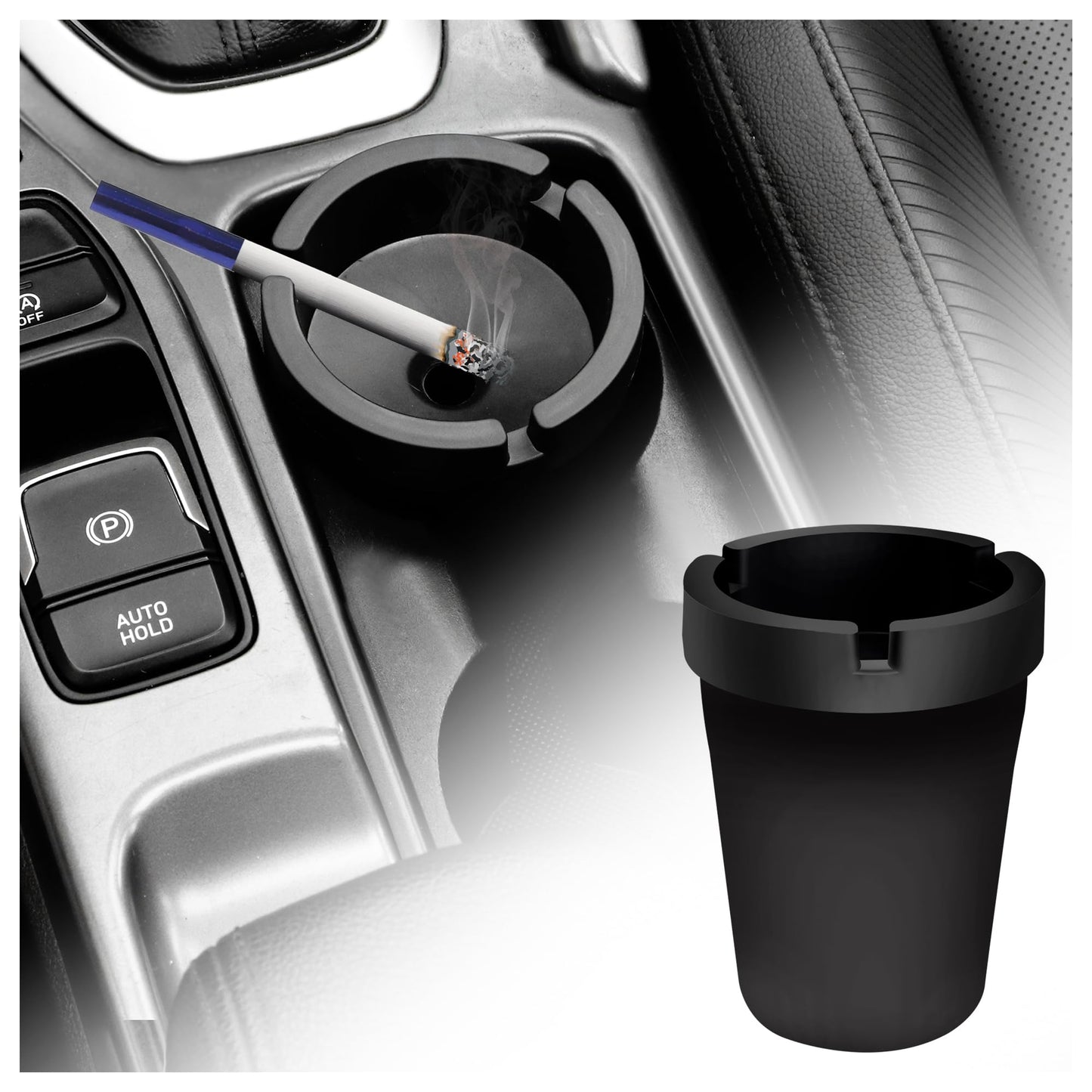 Car Ashtray with Lid Smell Proof,High Grade Detachable Smokeless Ashtray for Car Cup Holder,Multifunctional Car Interior Accessories Portable Ashtray Fits Car Truck SUV Home Office Outdoor