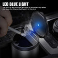 Cendrier de voiture THIKPO avec couvercle, cendrier portable pour voiture, mini poubelle de voiture, cendrier amovible en acier inoxydable sans fumée avec lumière bleue LED (gris brumeux)