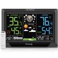 Station météo DreamSky Thermomètre intérieur extérieur sans fil, horloge atomique avec température intérieure extérieure, date jour, rétroéclairage réglable, moniteur d'humidité de la température intérieure extérieure pour la maison