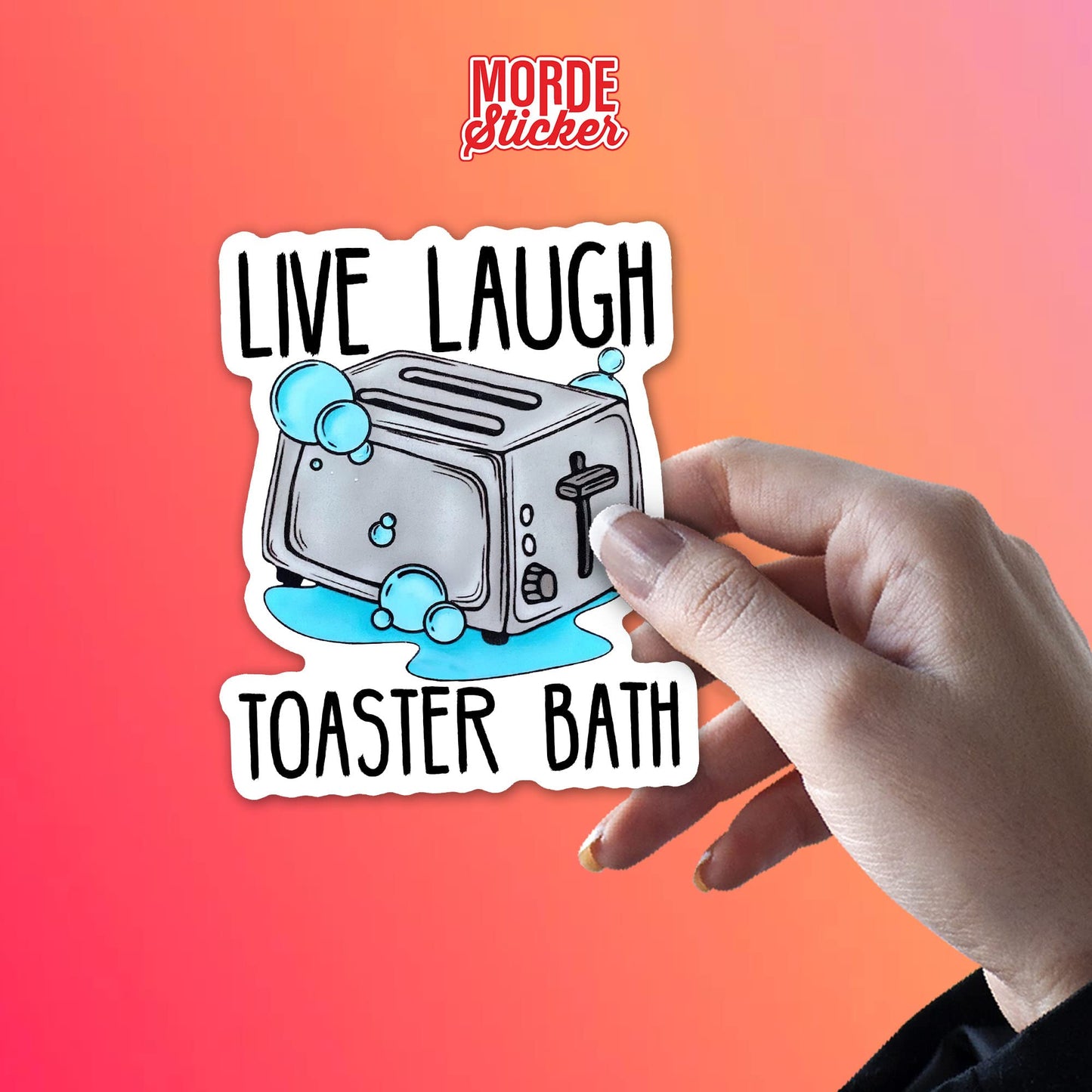 (3Pcs) Live Laugh Toaster Bath Sticker Funny Toaster Quote Joke 2" Die-Cut Waterproof Vinyl Sticker for Hard Hat Laptop Water Bottle Phone Case Merchandise Decor Decal Stuff Birthday Gift 2 Inch