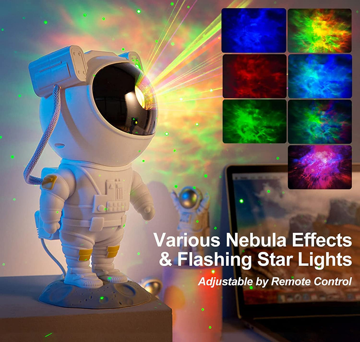 LEANJU Projecteur d'étoiles Galaxy Veilleuse, Lampe de Plafond LED Nébuleuse Étoilée Astronaute avec Minuterie et Télécommande, Cadeau pour Enfants Adultes pour Chambre, Noël, Anniversaires, Saint-Valentin etc (Blanc)