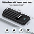 TXQX Portable Charger with Built in Cables,High Speed Power Bank 10000mAh Travel Battery Pack 5 Outputs 3 Inputs Portable Phone Charger Backup Battery for iPhone, Samsung, iPad,Tablets (Black)