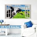 Funny Cow Wall Decals Peeking Cow Wall Sticker Peel and Stick Decals 3D Fake Window Cow Print Decor Stickers Cow Wall Art Rustic Farm Animal Vinyl Stickers for Living Room Bedroom Farmhouse Art Decor