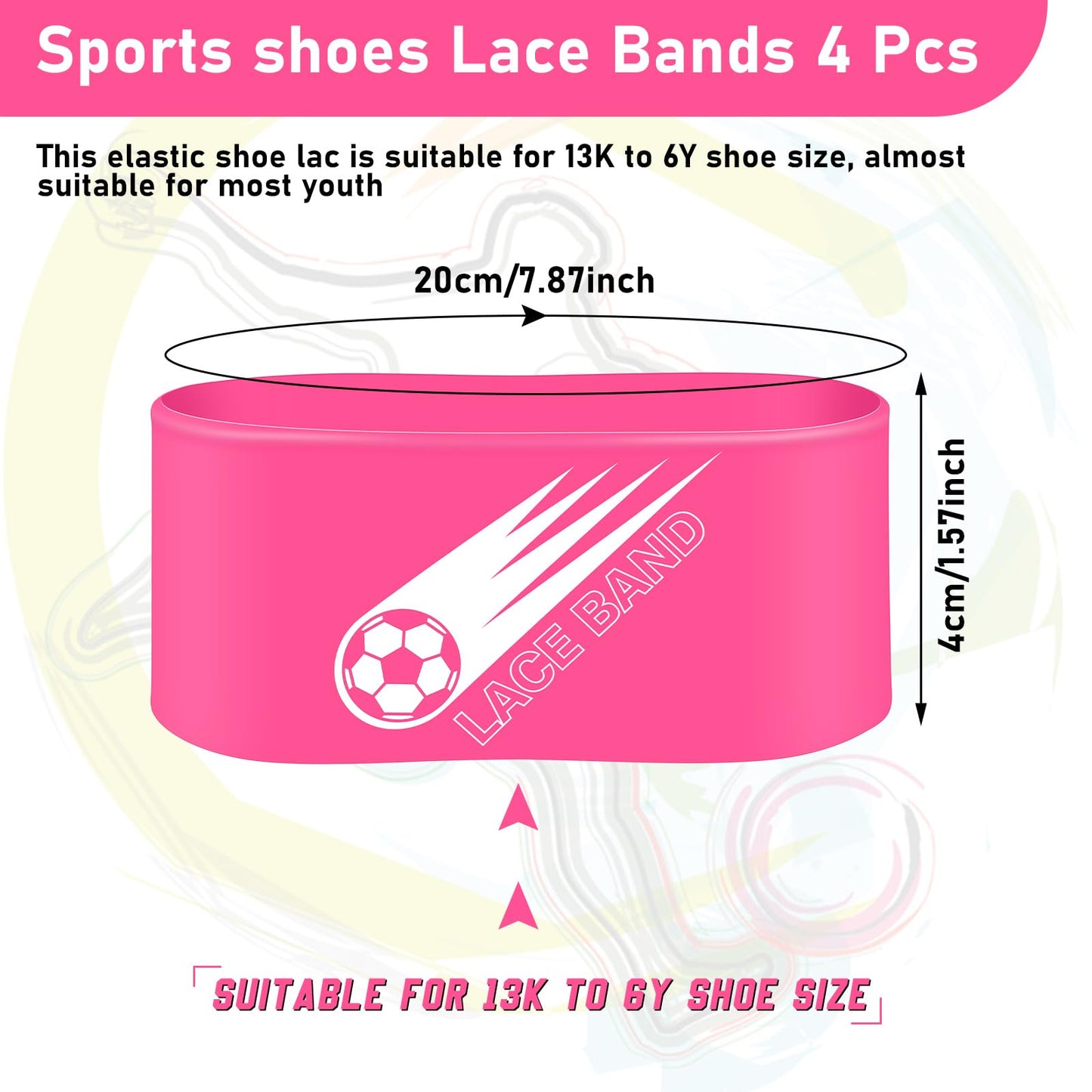 Patelai 4 Pcs Soccer Cleat Lace Cover Soccer Shoe Band Soccer Shoe Cover Soccer Cleat Bands Youth Adult for Soccer Season(Pink, Youth)