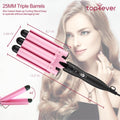 3 Barrel Curling Iron Hair Crimper, TOP4EVER 25mm（1 inch ） Professional Hair Curling Wand with Two Temperature Control,Fast Heating Portable Crimpers for Waving Hair (Pink)