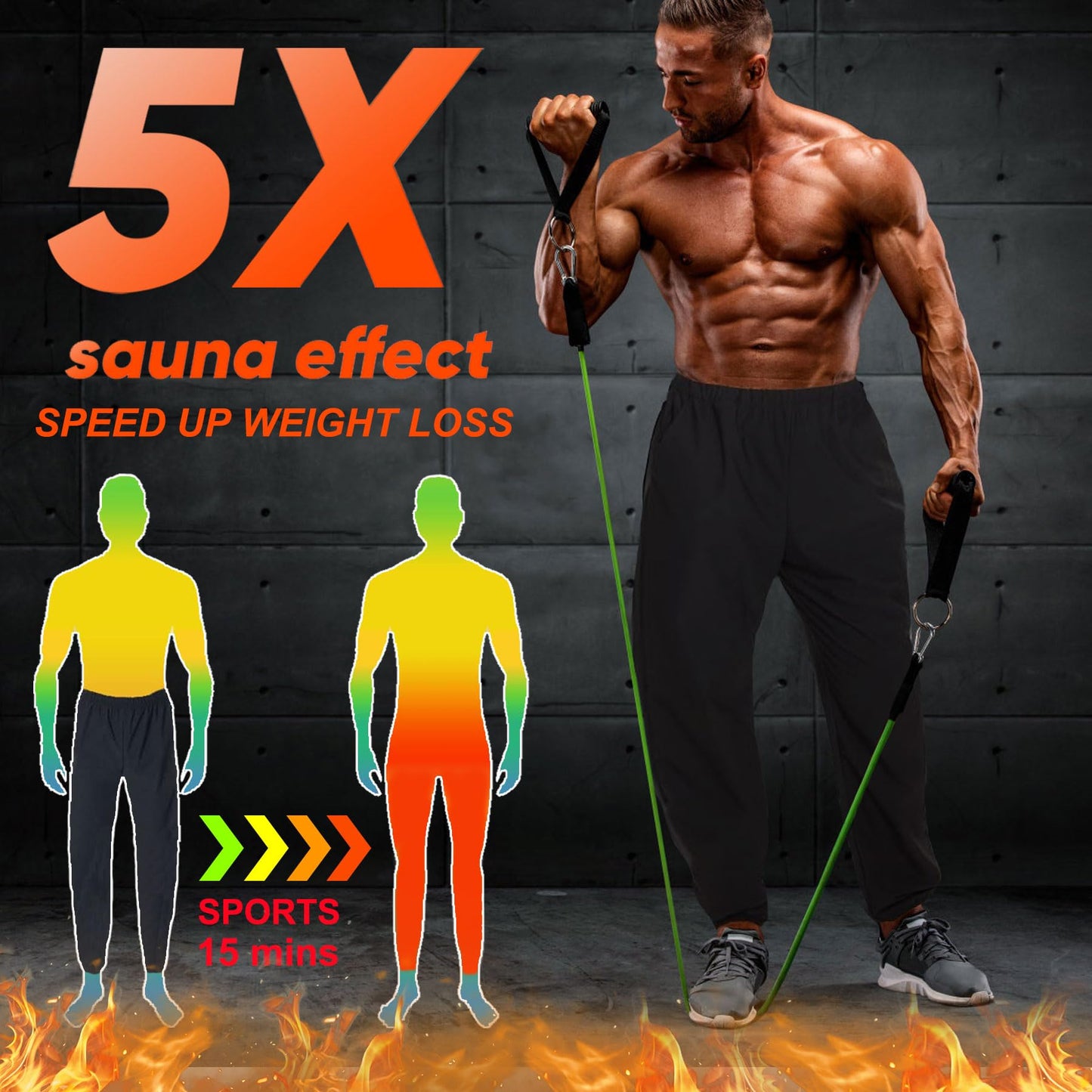 Sauna Shorts for Men Sweat Pants with Drawstring, Heat Trapping Sweat Shorts Sauna Suit for Men Workout Gym Exercise