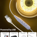 Tira de luces LED COB Aclorol alimentada por USB, 6,56 pies, 640 LED, luz de fondo LED para TV blanca cálida de 3000 K, 5 V, regulable, luz flexible COB con cable USB de 1,5 m para monitor, escaleras, dormitorios, proyectos de bricolaje, CRI85+