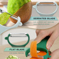 Zuacs Vegetable Peelers Kit,3 Pack Potato Slicer Julienne Peeler Fruit Cutter for Kitchen,Stainless Steel Blades Ergonomic Handle Slicer,Space Saving Dishwasher Safe (3 colour Set)