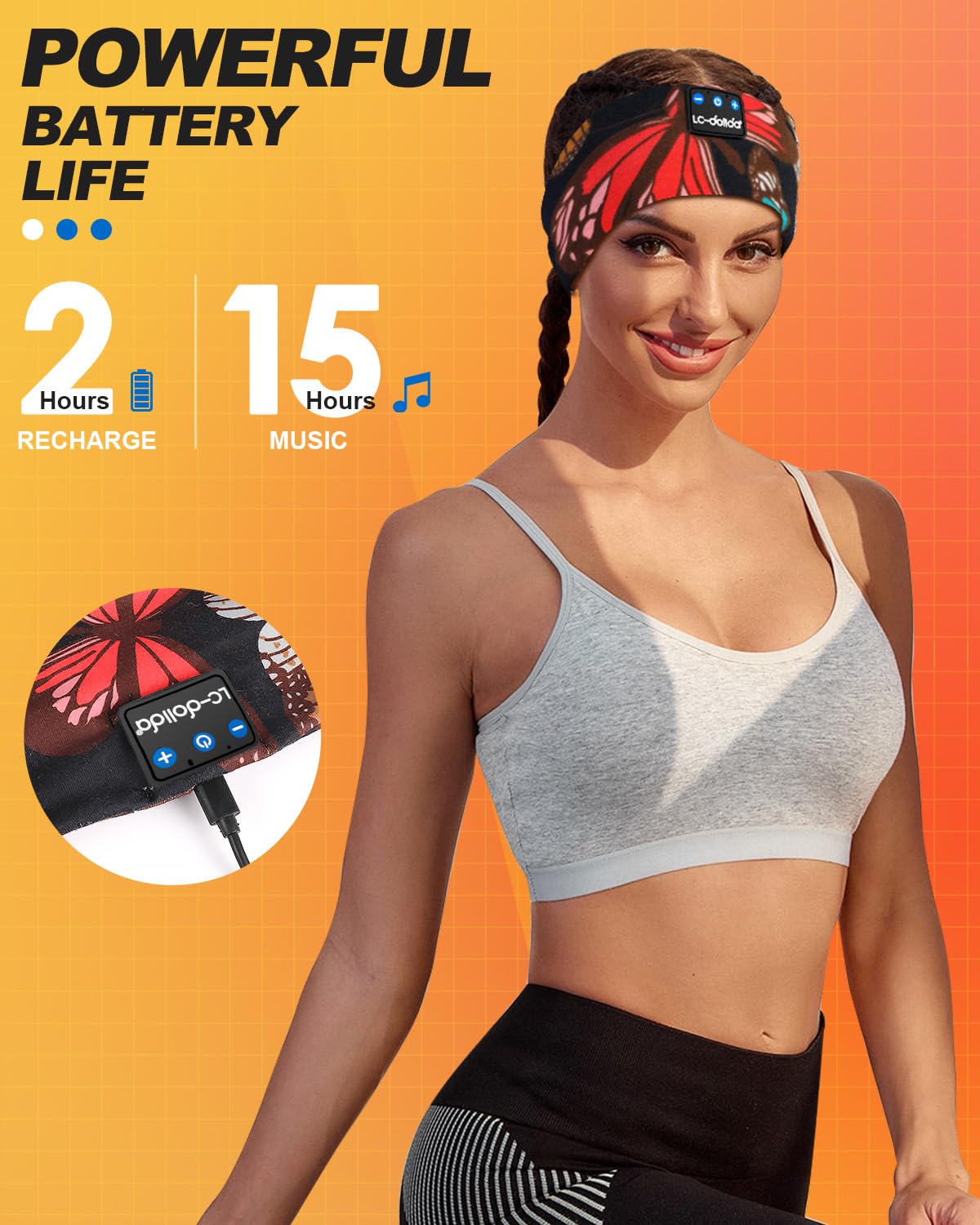 LC-dolida Sleep Headphones Bluetooth 5.2, Headband Earphones Wireless, Sleep Mask for Sleeping, Sports, Gifts, Workout, Jogging, Yoga,Insomnia, Air Travel, Meditation