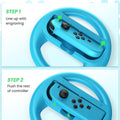 VOYEE Steering Wheel Compatible with Nintendo Switch Wheel, Family Use Accessories Compatible with Switch JoyCon Controllers, 2 Pack (Blue and Red)