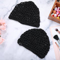 WLLHYF 2 PCS Hair Nets Cap Sleeping Hairnet Snoods Wrap Bonnets Long Straight Curl Wig Head Protector Black Mesh Wrapping Crochet Wave Cook Hats Bun Lift Strap Weaving Sew For Women Ballet