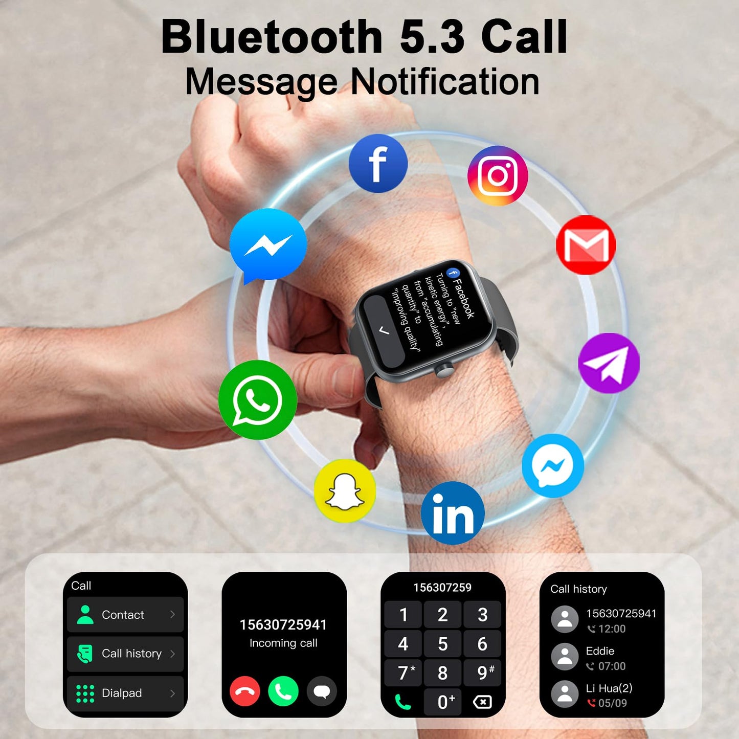 Smart Watch for Men Women (Answer/Make Call), 1.96" HD Fitness Watch with 112+ Sport Mode, IP68 Waterproof Fitness Tracker with Pedometer/Calories/Sleep/Heart Rate Monitor, Smartwatch for Android iOS