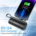 Portable Charger Power Bank For iPhone With Dual Infterface, Real 5000mAh , Mini Phone Charger Battery Pack Fast Charging Compatible with iPhone 15/14/14 Pro Max/14 Plus/13/12/11/X/8/7/6, More (Black)