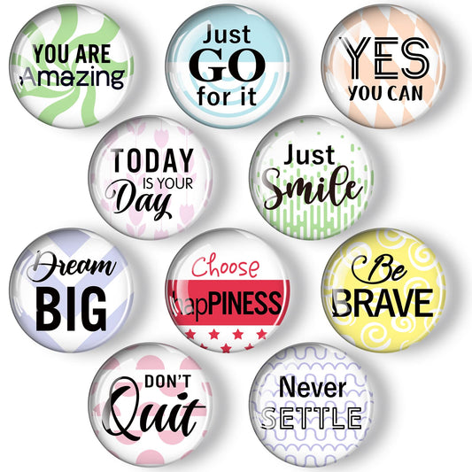 Weewooday 10 Pieces Inspirational Fridge Magnetic Motivational Glass Refrigerator Magnets Locker Decorative Quote Kitchen Magnets Affirmation Decor Accessories(Encouragement Pattern)