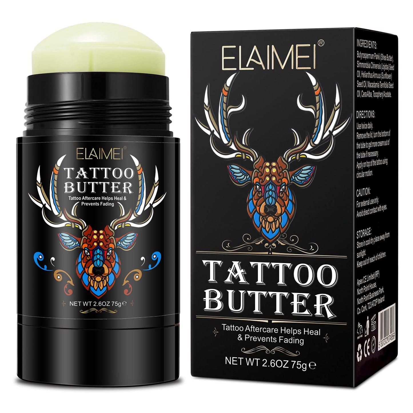 Tattoo Aftercare Butter Balm, 2.6 oz, Old & New Tattoo Moisturizer Healing Brightener for Color Enhance, Natural Organic Tattoo Cream