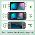 PlayVital Silicone Button Covers and Thumb Grip Set for Nintendo Switch/OLED Joycon/Switch Lite, ABXY Directional Button Cap for Nintendo Switch/OLED/Lite, Switch Lite D-Pad Button Cap, Matcha Green