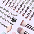 Makeup Brushes with Case, 20PCs Travel Makeup Brush Set, Foundation Concealer Blush Eyeshadow Brush Set Contour Powder Eyebrow Eyelash Brush Kit with Led Light Mirror Holder & 2 Powder Puff-Champagne