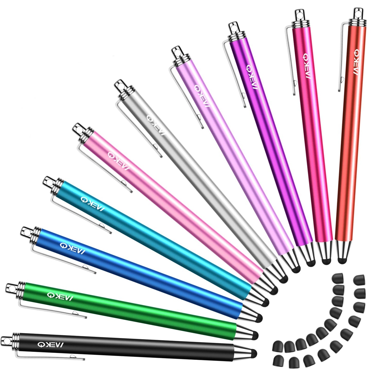 Stylus Pens for Touchscreens,MEKO 10 Pack Thin Rubber Tip Stylus Replaceable Tip Feature Bundle W/ 20 Pcs Replacement Tips for iPad iPhone Tablets Smartphone&All Touch Screen Devices(10 Stylus+20Tips)