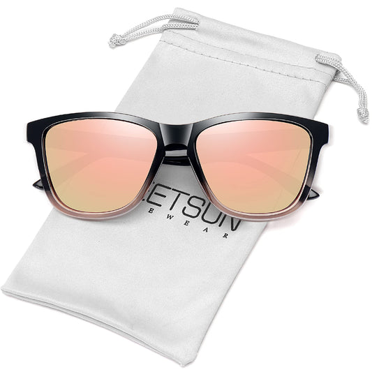 MEETSUN Polarized Sunglasses for Women Men Classic Retro Trendy Designer Style Rose Gold Lens