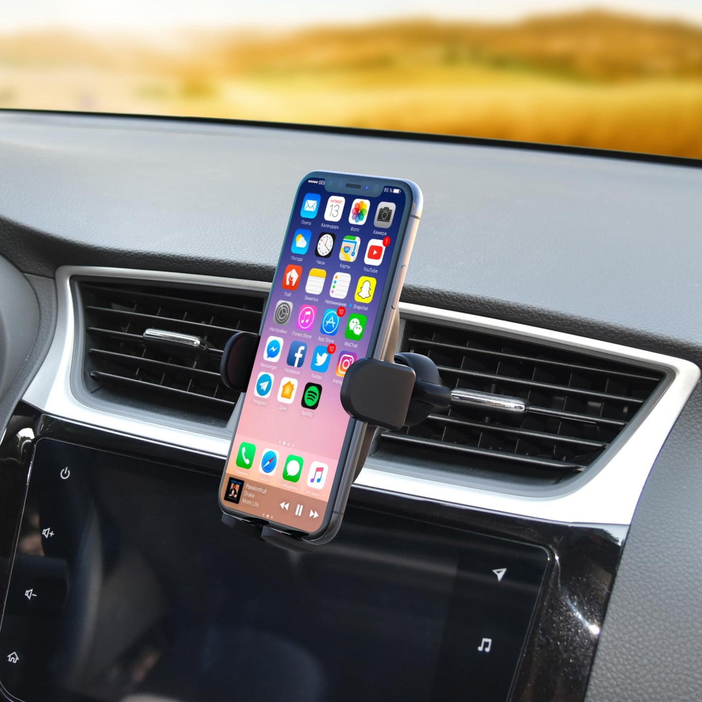 3-in-1 Car Phone Holder. Cell Phone Holder for Car Dashboard Windshield & Air Vent. Car Phone Mount with Strong Sticky Gel Pad. Hands Free Car Holder Mount for iPhone & Smartphone.