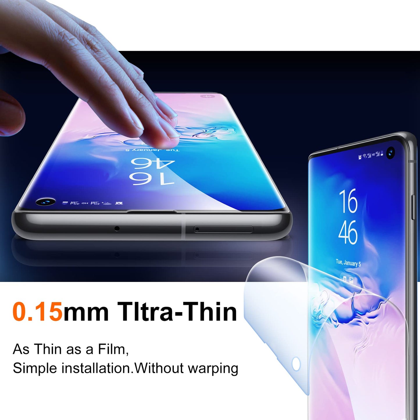 UniqueMe [2+2 Pack] Unique Me Compatible with Samsung Galaxy S10 Full Coverage Flexible TPU Screen Protector and Camera Lens Protector 【Not Fit for Samsung S10 Plus】