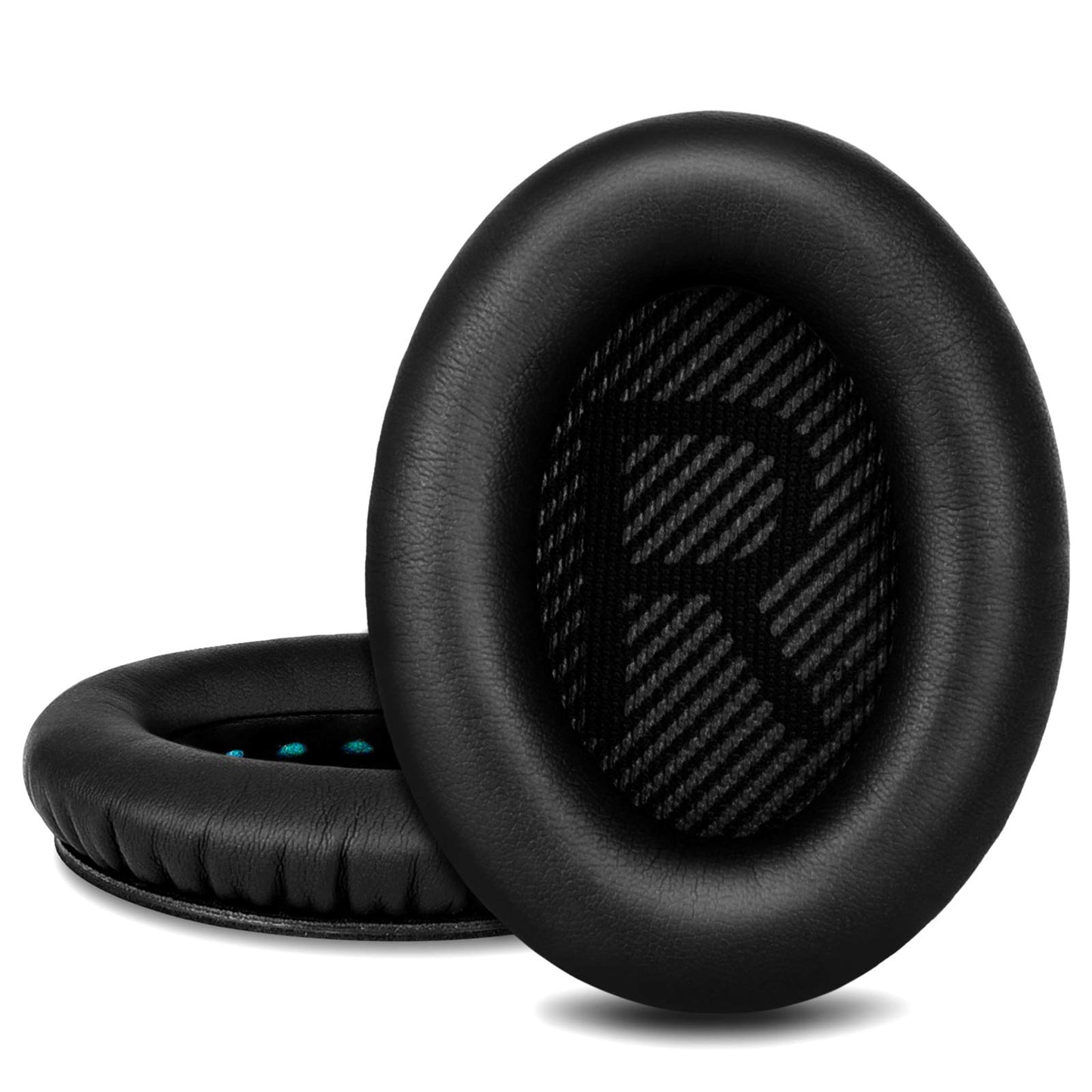 Almohadillas de repuesto profesionales para auriculares supraaurales o circulares Bose QuietComfort 35 QC15 QC25 QC2 QC35/ Ae2 Ae2i Ae2w SoundTrue y SoundLink de piel sintética suave (negro)