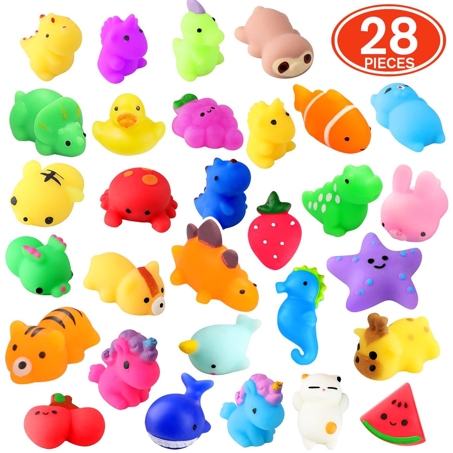 nobasco Squishies, 28 Pack Mochi Squishy Toys - Kawaii Cat Squishys Slow Rising Animals - Party Favors, Goodie Bag, Birthday Gifts, Mini Squishies Stress Reliever Toy Pack