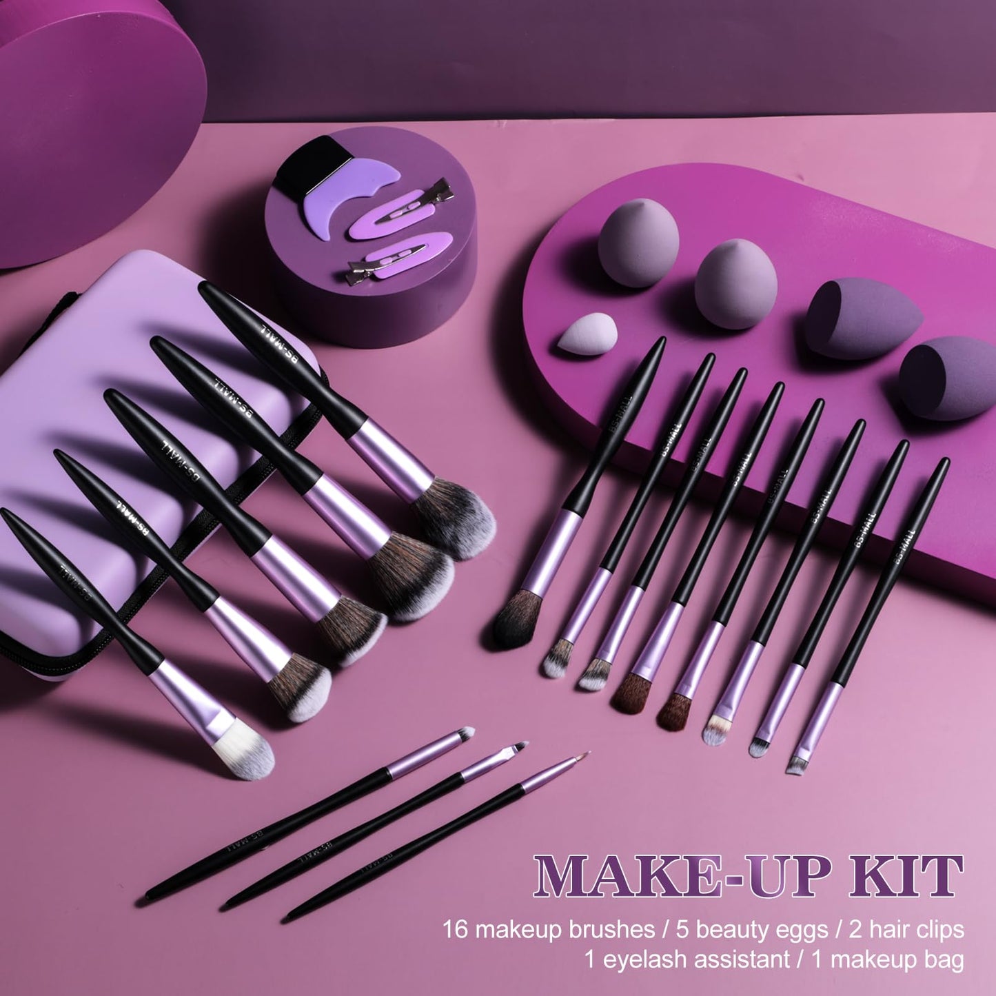 BS-MALL Makeup Brushes 21 pcs Makeup Tools Kit Premium Synthetic Powder Foundation Contour Concealers Lip Brushes with Makeup Sponge & Eyeshadow Applicator Kit