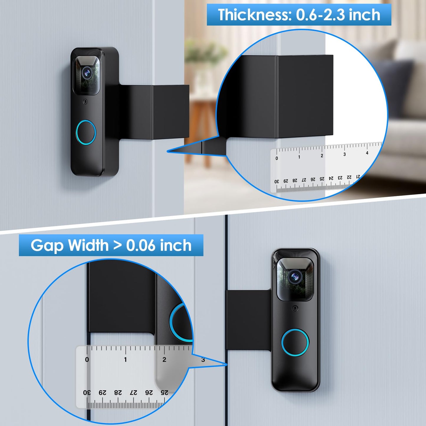 Soporte para timbre Blink, soporte para cámara de timbre antirrobo de metal NANW, soporte para sensor de movimiento sin taladros ni bloqueos, soporte para timbre con video de aleación de aluminio Blink para casa, departamento o dormitorio, negro