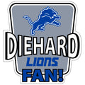 Siskiyou Sports NFL Detroit Lions Die-Hard Fan Auto Decal, Team Colors, One Size