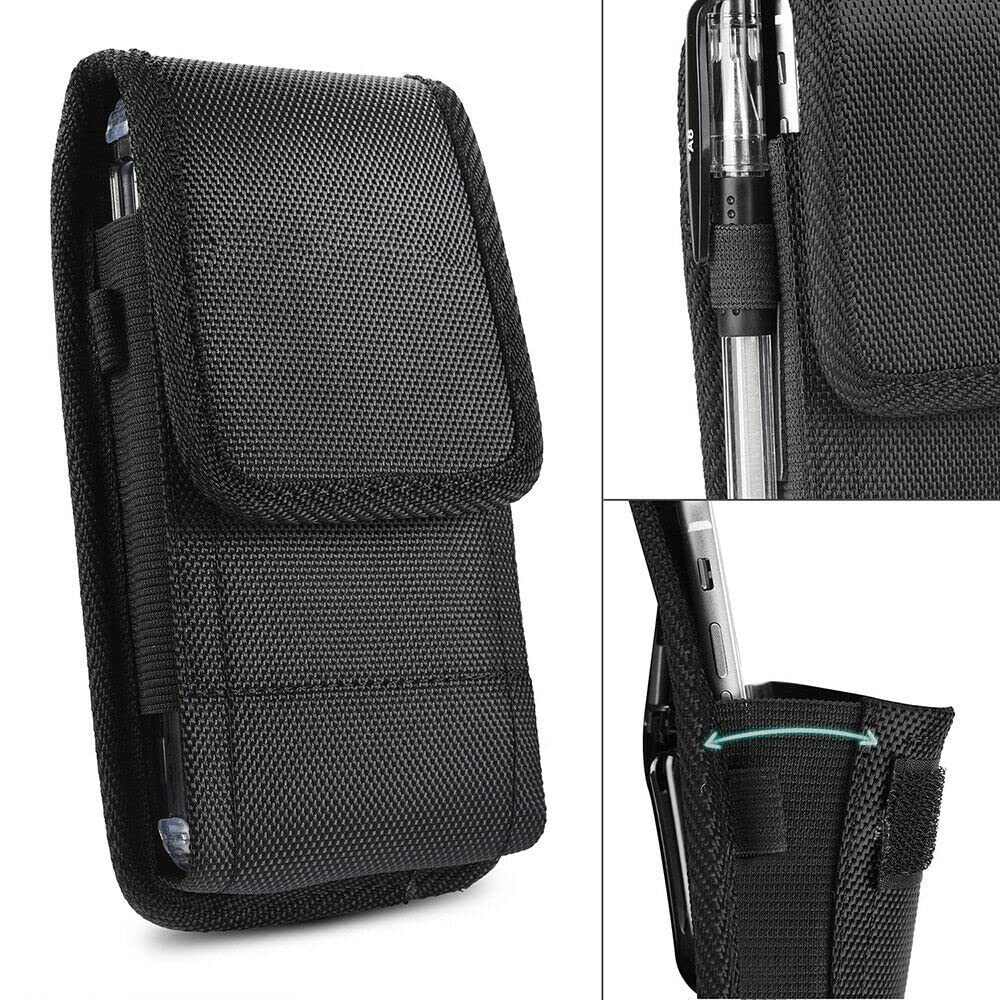 Funda para teléfono móvil con clip táctico y trabilla para cinturón compatible con iPhone 13 Max 12 Pro Max 14 Max 14 Max Plus Samsung Galaxy S23 Ultra S22 Plus S21 FE S20 Note 20 (grande, 5,7 a 6,3 pulgadas)