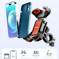 Tecfino Motorcycle Phone Mount, 360° Rotatable Bike Phone Holder, 1s Lock Bike Phone Mount Handlebar Clamp, Cell Phone Holder for Bicycle Scooter, Motorcycle Accessories for 4.7"-7" Smartphones Orange