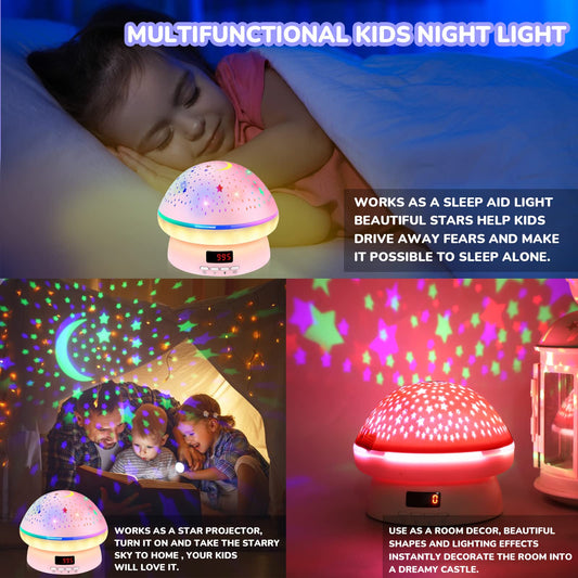 MINGKIDS Jouets pour filles et garçons de 3 à 8 ans, projecteur de veilleuse en forme d'étoile avec minuterie et rotation, lumières scintillantes pour enfants de 2 à 9 ans, cadeaux de Noël et d'anniversaire, bas de Noël pour adolescents et tout-petits