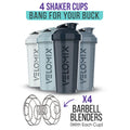 VELOMIX -4 PACK- 28 oz Shaker Cups for Protein Shakes - 4x Wire Whisk | Leak Proof Protein Shaker Bottles for Protein Mixes | Protein Shaker Bottle Pack | Mixer for Protein Shakes(Aqua Depths)