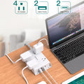 Surge Protector Power Strip, Addtam 5 ft Flat Plug Extension Cord with 4 USB Wall Charger(2 USB C Port), 4 Widely Outlets Desk Charging Station, Home Office and College Dorm Room Essentials