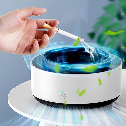 hopanrel 2 in 1 Air Purifier Ashtray Multifunctional Smokeless with Filter,Ashtrays for Cigarettes for Home Indoor Car Office(White)